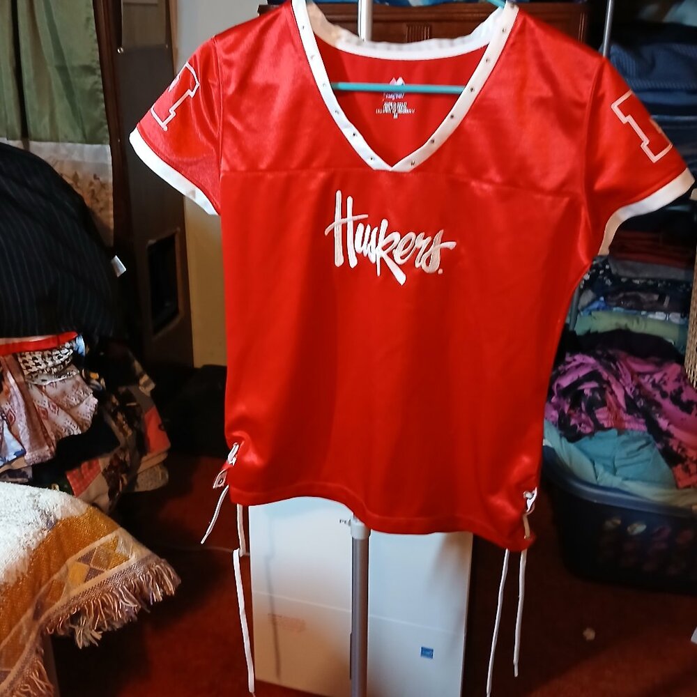 Nebraska Cornhuskers Husker Red Girls Medium Short Sleeve Blouse Top